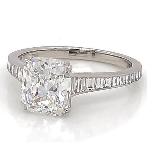 Bague De Fiançailles Véritable Diamant 3 Carats Serti De Griffes De Coussin Bijoux Pour Femmes