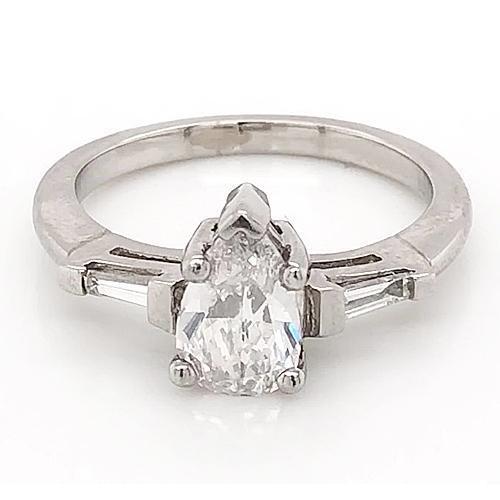 Bague De Fiançailles Véritable Diamant 3 Pierres 1.50 Carats Bijoux Or Blanc 14K