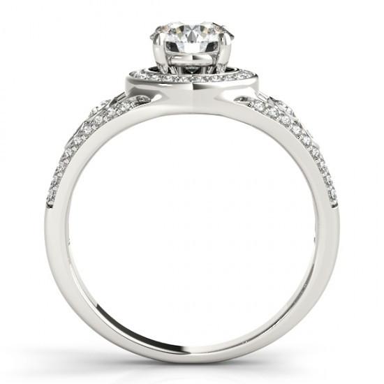 Bague De Fiançailles Véritable Diamant Brillant Rond Halo 1.75 Carat WG 14K