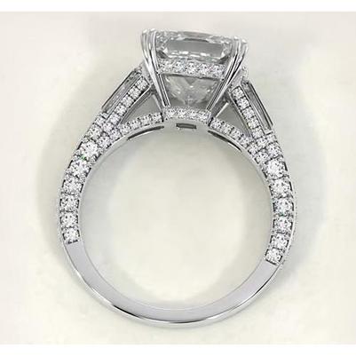Bague De Fiançailles Véritable Diamant Princesse Baguette 5.10 Carats Bijoux Neuf