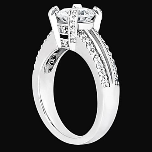 Bague De Fiançailles Véritable Diamant Rond 1.45 Carat Serti De Panier Bijoux WG