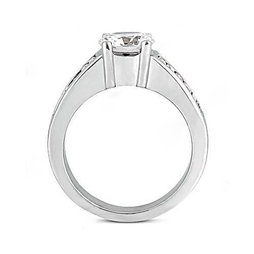 Bague De Fiançailles Véritable Diamant Rond 4.25 Carats Baguettes Accentuées
