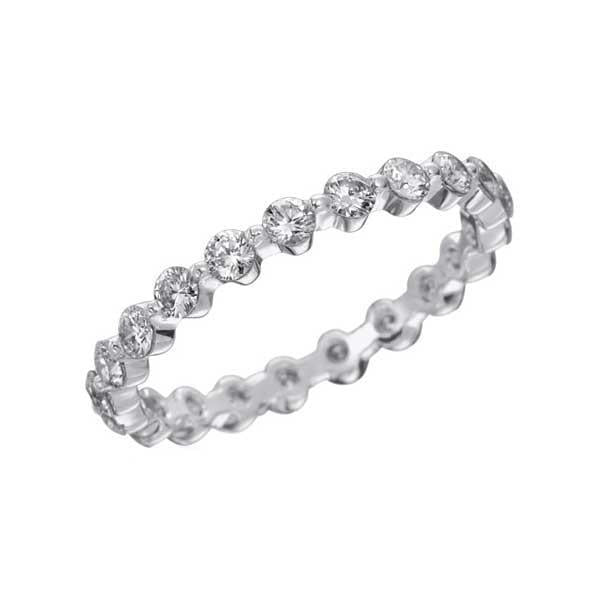Bague De Fiançailles Véritable Diamant Rond Joaillerie Fine 1.05 Ct Or Blanc 14K