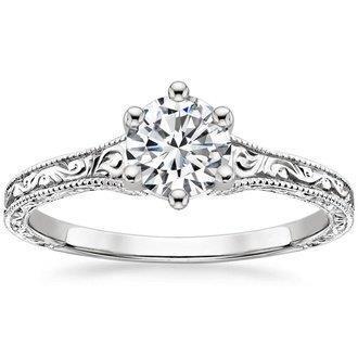 Bague De Fiançailles Véritable Diamant Solitaire De Style Antique De 2.25 Ct En Or Blanc