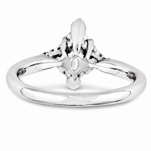 Bague De Fiançailles Véritable Diamant Trois Pierres 1.30 Carats Or Blanc 14 Carats