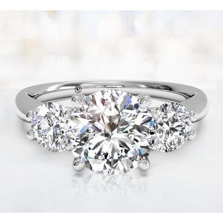 Bague De Mariage A Trois Réel Diamants Sertie De Griffes Rondes De 1.50 Ct
