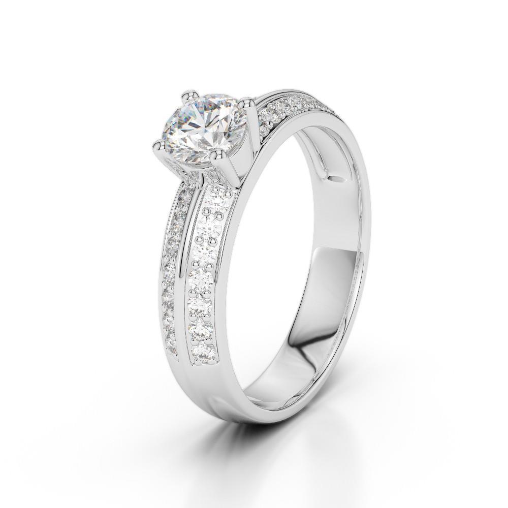 Bague De Mariage Avec Véritable Diamants Étincelants De 2.10 Ct Sertie De Griffes En Or Blanc 14K