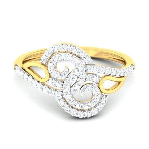 Bague De Mariage De Style Tourbillon De Naturel Diamants 2 Ct En Or Jaune