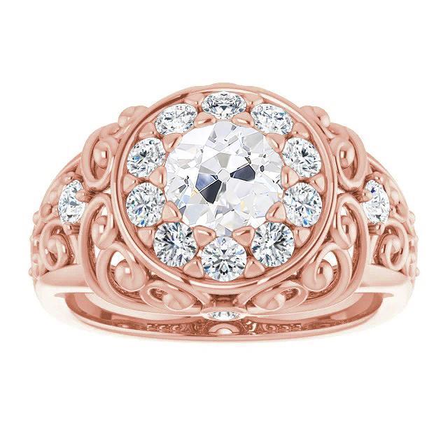 Bague De Mariage De Style Vintage Rond Réel Diamant Taille Ancienne Mine 5.25 Carats