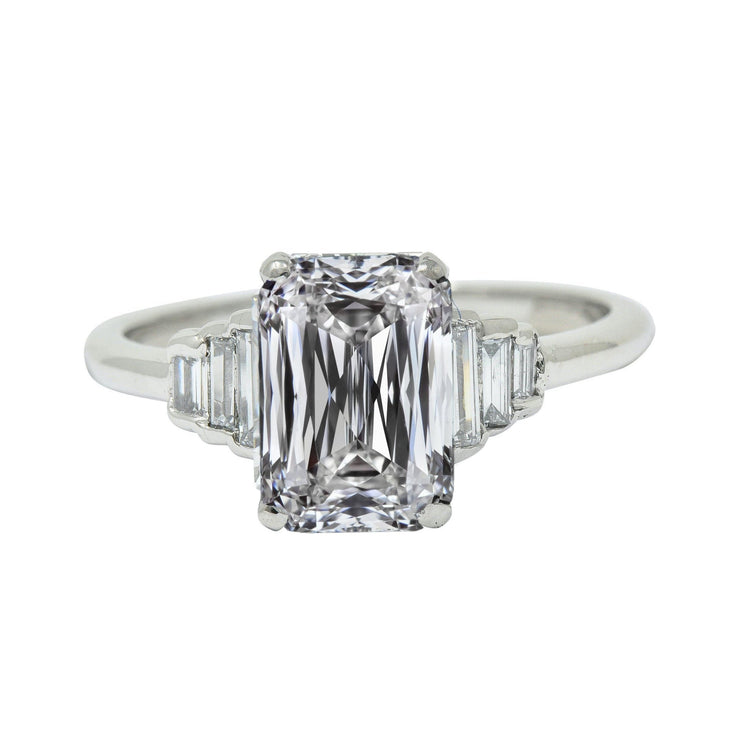 Bague De Mariage En Or 14K Et Réel Diamant Emeraude. 5.50 Carats