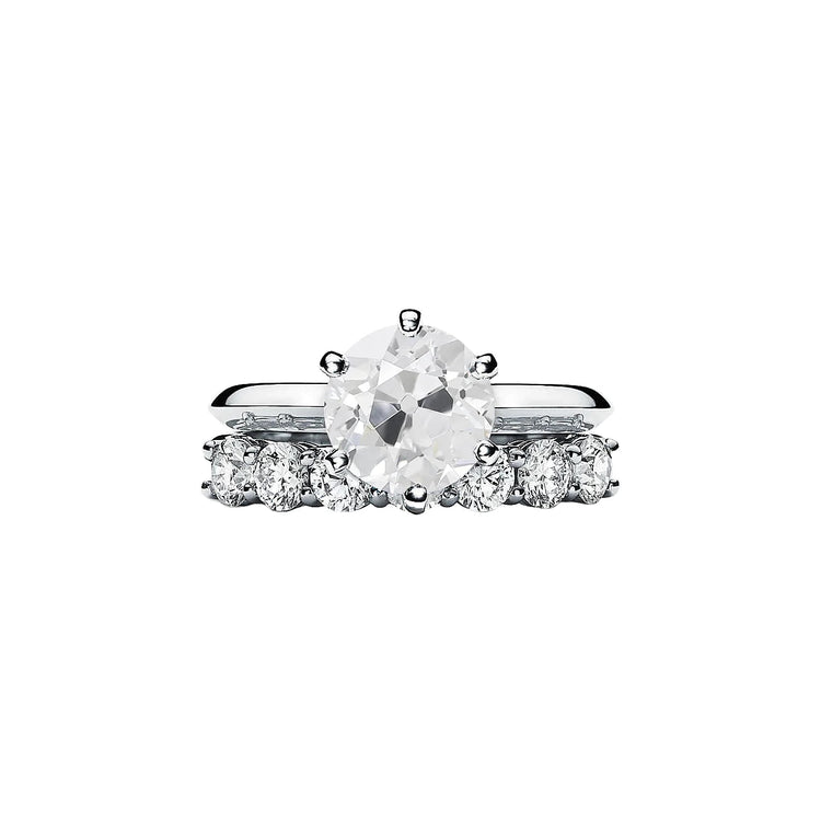 Bague De Mariage En Or 14K Sertie De Réel Diamants Ronds Taillés Dans Une Ancienne Mine 3 Carats Sertie De Griffes