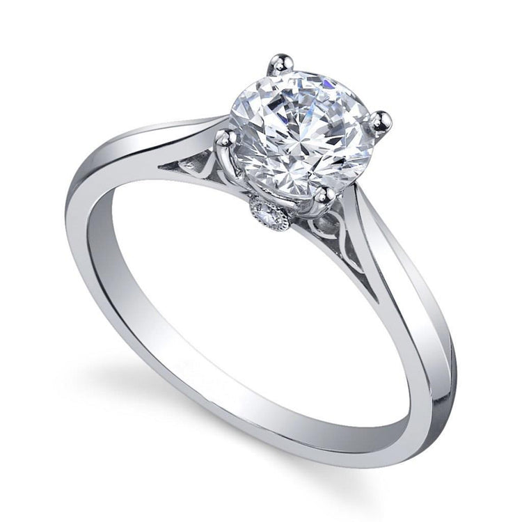 Bague De Mariage En Or Blanc 14 Carats Avec Naturel Diamants Ronds Taille Brillant De 1.35 Carats