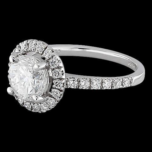 Bague De Mariage Halo De Réel Diamants En Or Blanc 1.50 Ct.