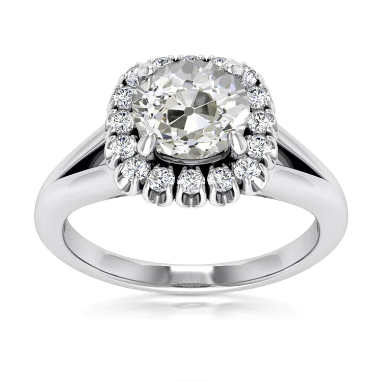 Bague De Mariage Halo Ronde Vieux Réel Diamants Européens 4.75 Carats Tige Fendue