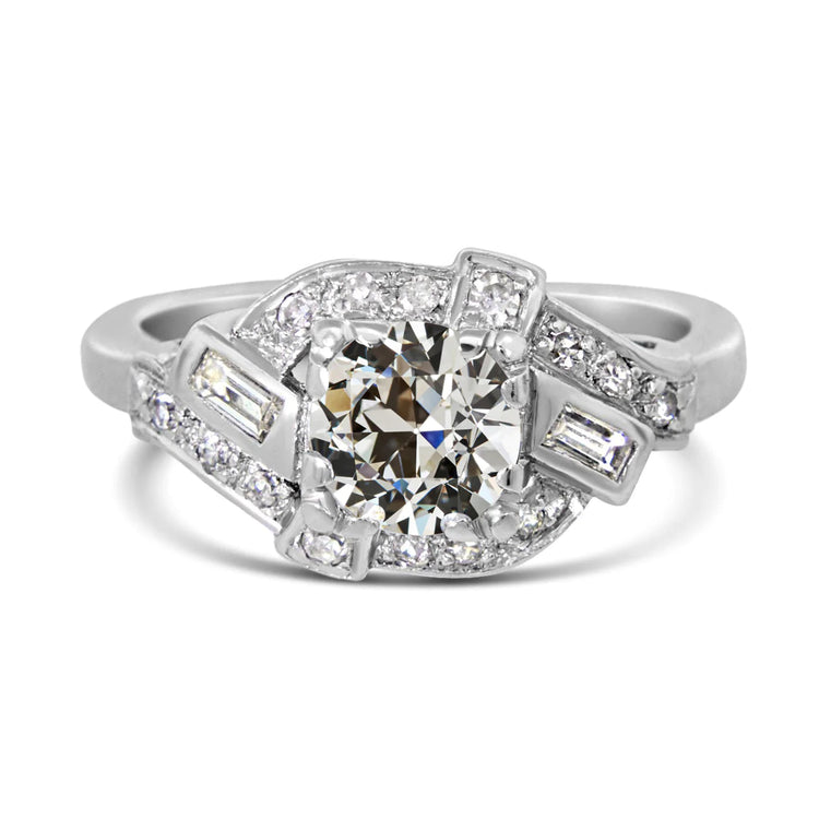 Bague De Mariage Naturel Diamant Rond Ancien Mineur Bijoux En Or Blanc 3.50 Carats