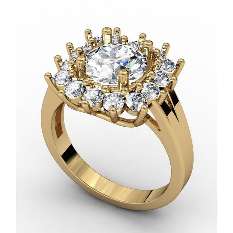 Bague De Mariage Naturel Diamant Rond Serti Cathédrale 4 Ct Or Jaune