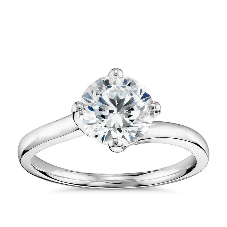Bague De Mariage Naturel Diamant Solitaire Coupe Ronde 1 Carat Or Blanc