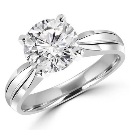 Bague De Mariage Naturel Diamant Solitaire Coupe Ronde 2.25 Carats or Blanc 14K