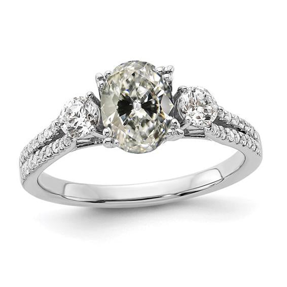 Bague De Mariage Ovale Véritable Diamant Taille Mine Ancienne Pour Femme 5.50 Carats Bijoux