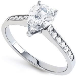 Bague De Mariage Poire 3 Ct Et Réel Diamants Etincelants Coupe Ronde