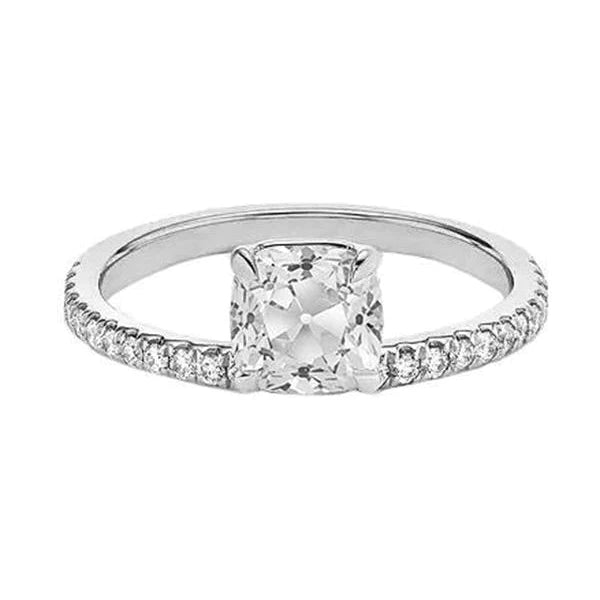 Bague De Mariage Pour Femme Coussin Vieux Réel Mineur Bague En Diamant 3.25 Carats