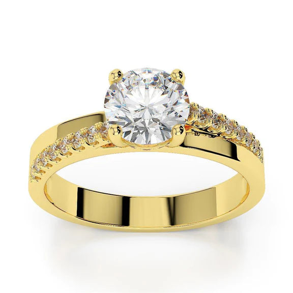 Bague De Mariage Réel Diamant Etincelant De 2.65 Carats En Or Jaune 14K