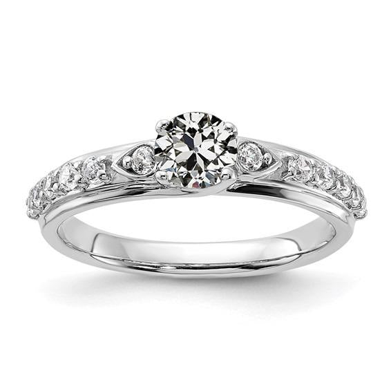Bague De Mariage Réel Diamant Rond Ancien Mineur De 2.25 Carats Avec Accents