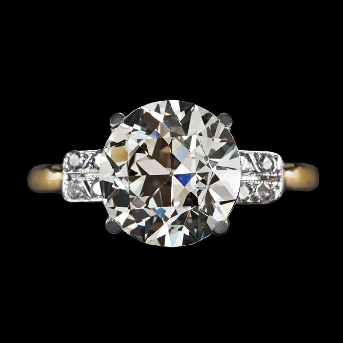 Bague De Mariage Réel Diamant Rond Taille Ancienne 5 Carats Bijoux En Or Pour Femme