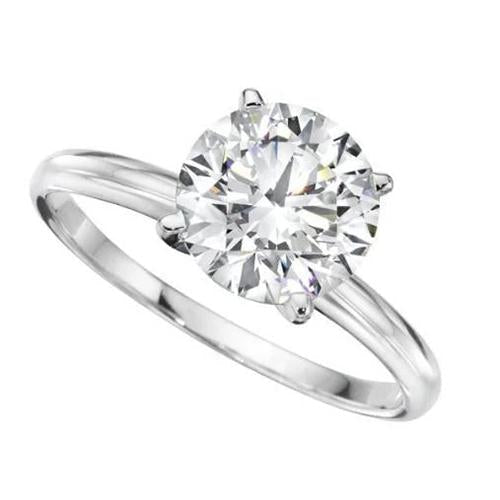 Bague De Mariage Réel Diamant Solitaire Coupe Ronde 2.50 Carats Or Blanc 14K
