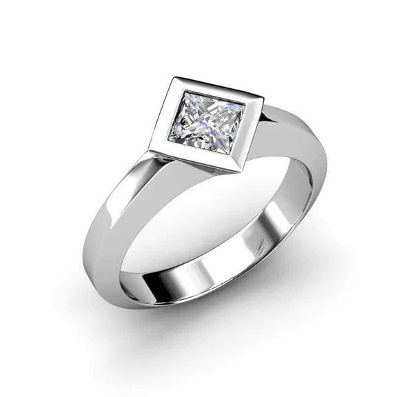Bague De Mariage Réel Diamant Solitaire Taille Princesse 1.50 Ct Sertie Clos