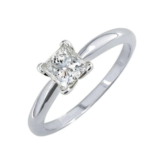 Bague De Mariage Réel Diamant Solitaire Taille Princesse 2.25 Ct En Or Blanc