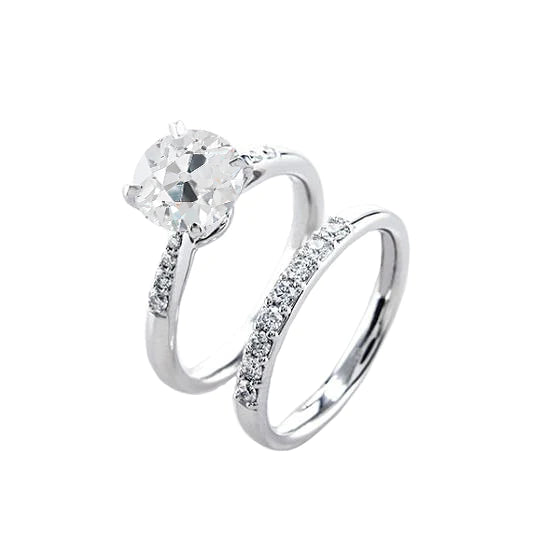 Bague De Mariage Ronde Sertie D'anciens Bijoux En Réel Diamant Taille Mineur 2,25 Carats