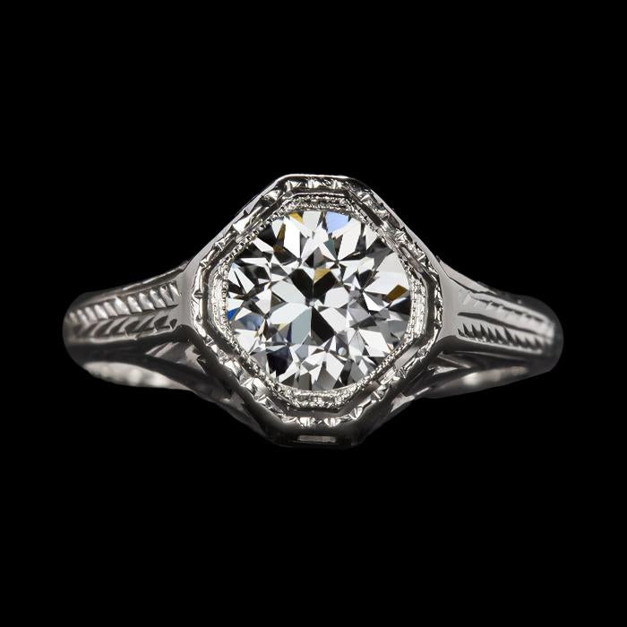Bague De Mariage Solitaire Avec Réel Diamants Ronds De Style Vintage De 2 Carats