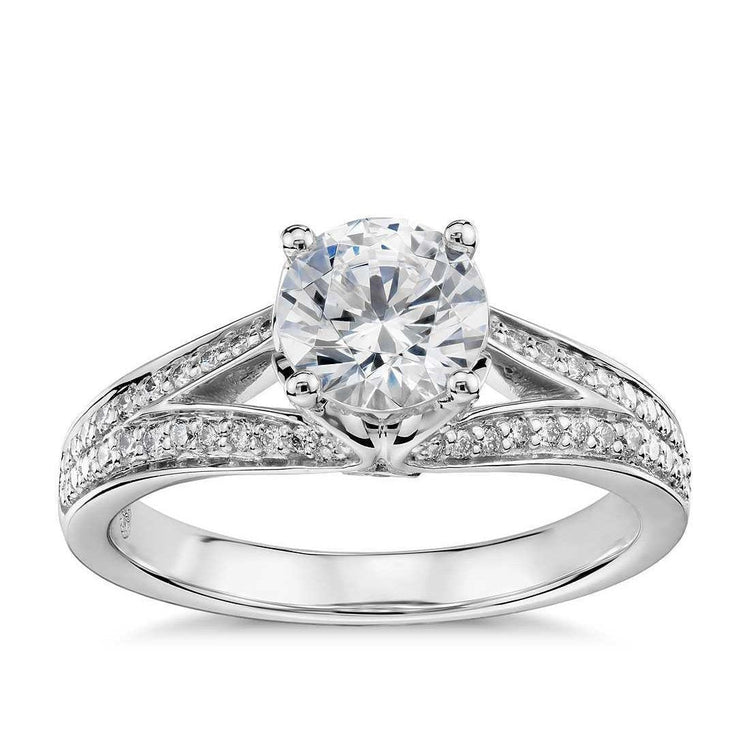 Bague De Mariage Solitaire De 2.20 Ct Avec Accent De Réel Diamants En Or 14K