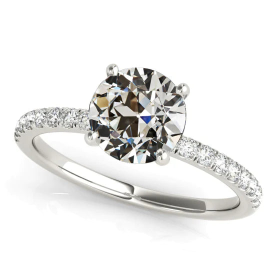 Bague De Mariage Solitaire De Dame Avec Accents Réel Diamant Ancien Mineur 4 Carats