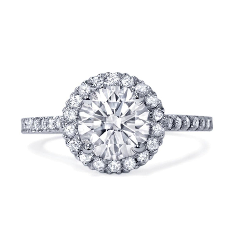 Bague De Mariage Véritable Diamant Rond Halo 2.25 Ct.