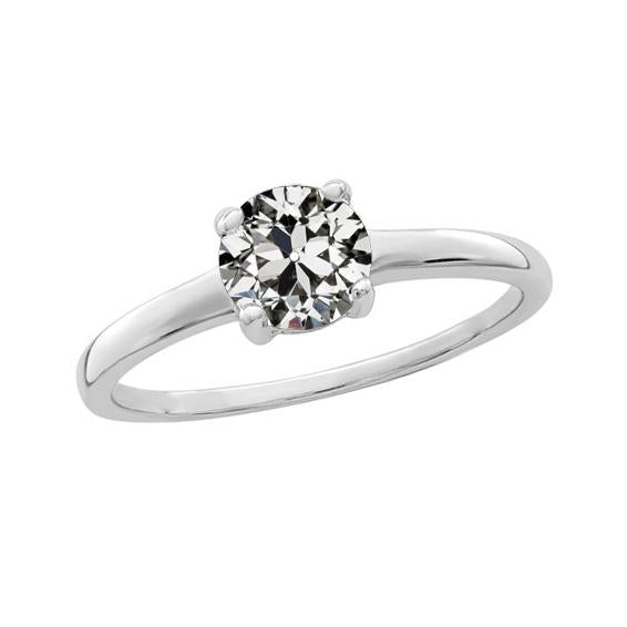Bague De Mariage Véritable Diamant Solitaire Rond Taille Ancienne Tige Conique 1.50 Carats