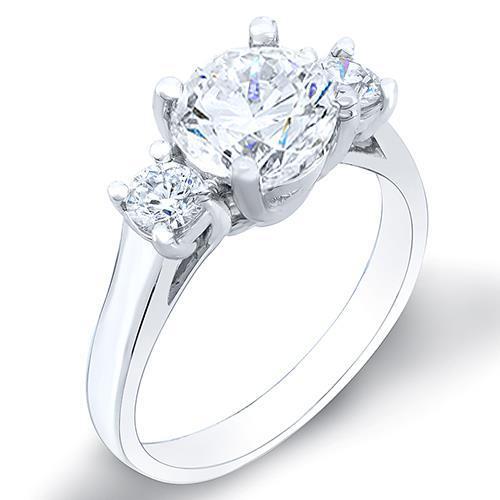 Bague De Mariage Véritable Diamants Etincelants De Trois Pierres De 1.90 Ct En Or Blanc 14K