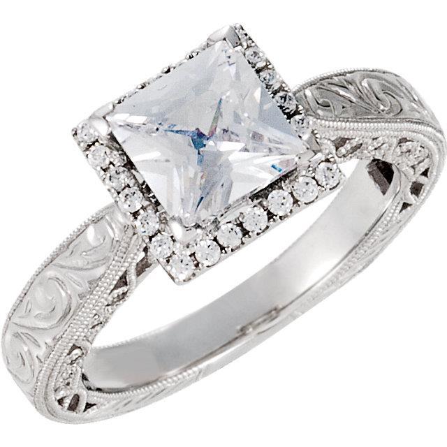Bague De Naturel Diamant Mariage Princesse Et Halo Rond De 1.76 Ct En Or Blanc 14K