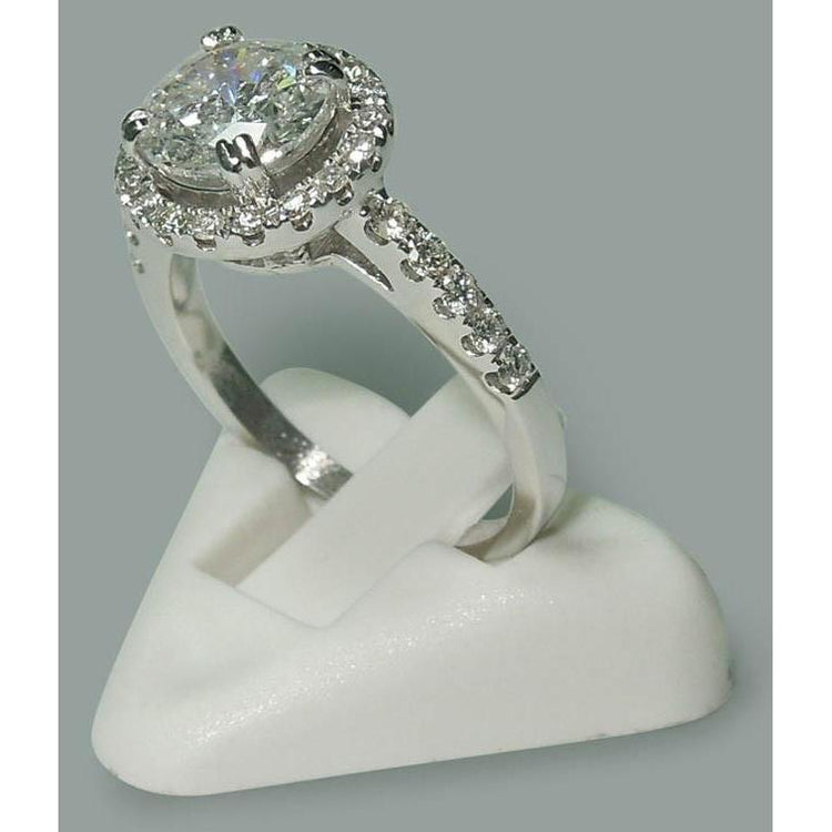 Bague De Réel Diamant Fiançailles Ronde Solitaire 2.72 Carats Or Blanc 14K