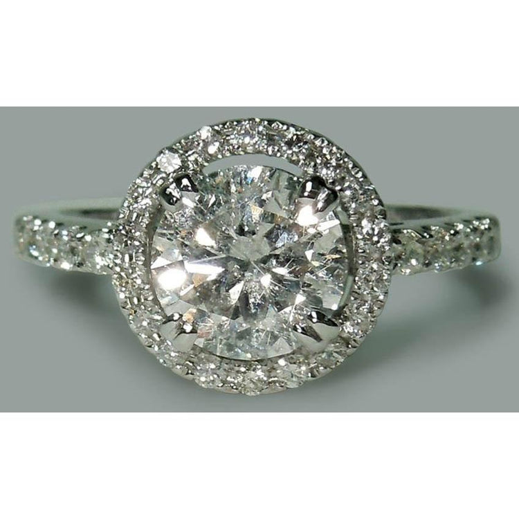 Bague De Réel Diamant Fiançailles Ronde Solitaire 2.72 Carats Or Blanc 14K