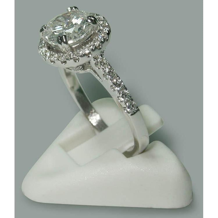 Bague De Réel Diamant Fiançailles Ronde Solitaire 2.72 Carats Or Blanc 14K