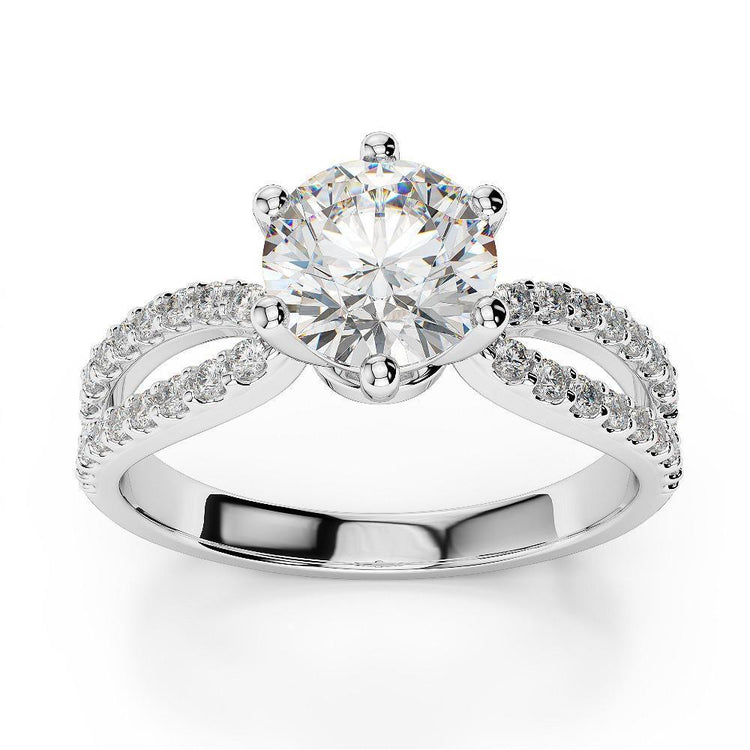 Bague De Réel Diamant Fiançailles Siamant Coupe Ronde 3 Carats Tige Fendue