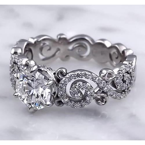 Bague De Style Alliance De Mariage 3.50 Carats Réel Diamants Ronds Serti 6 Griffes