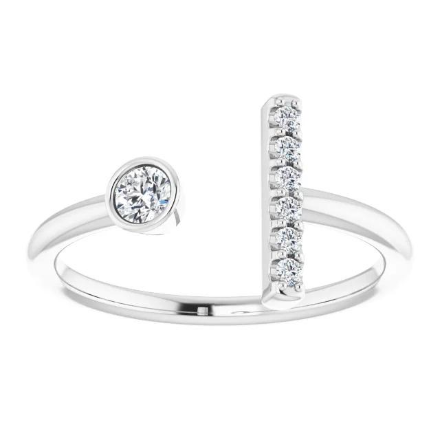 Bague De Style Barre À 0,48 Carats De Naturel Diamants Ronds Bijoux Pour Femme