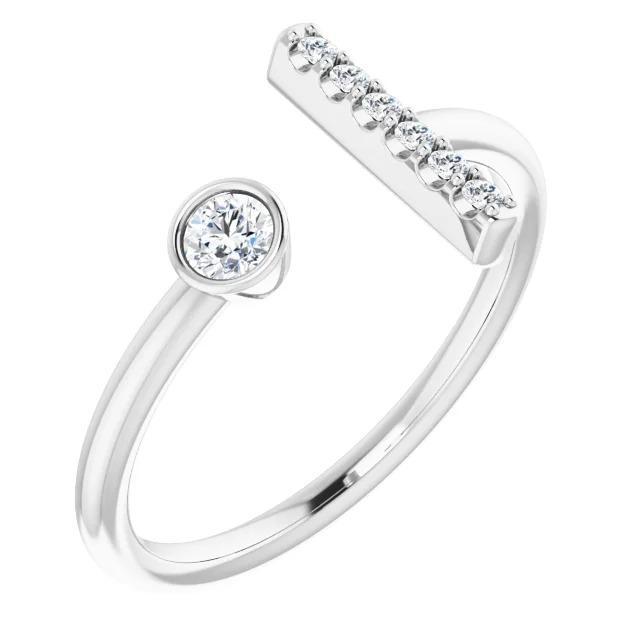 Bague De Style Barre À 0,48 Carats De Naturel Diamants Ronds Bijoux Pour Femme