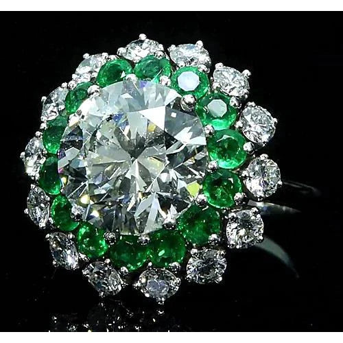 Bague De Style Classique à 11,60 Carats De Diamants Columbian Emeraude Nouveau