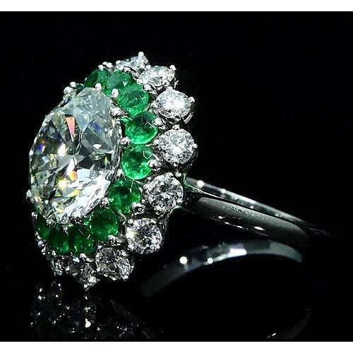 Bague De Style Classique à 11,60 Carats De Diamants Columbian Emeraude Nouveau