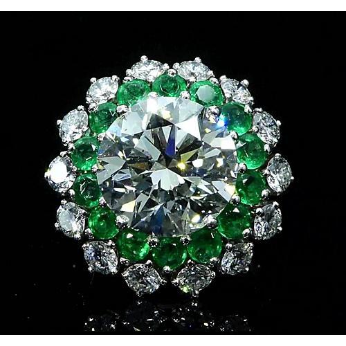 Bague De Style Classique à 11,60 Carats De Diamants Columbian Emeraude Nouveau