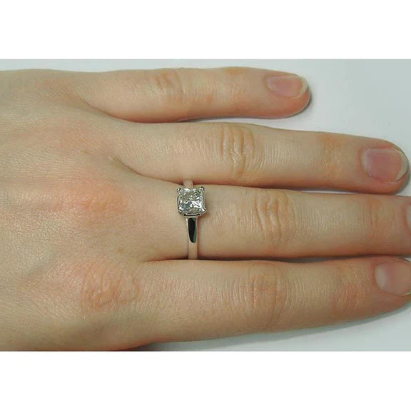Bague De fiançailles Solitaire Réel Diamant Princesse 1.50 Carat Or Blanc